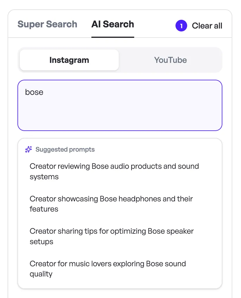 AI Search with suggested prompts auto-drafted from a single keyword