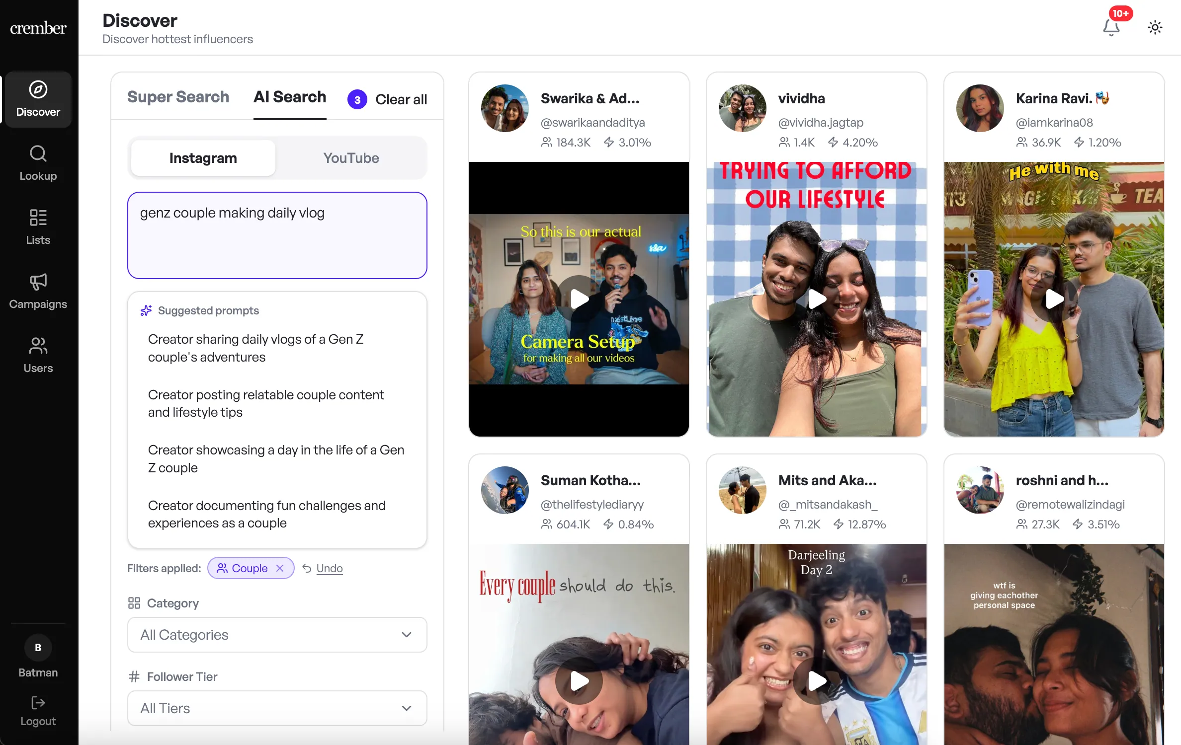 AI Search results for genz couple making daily vlog